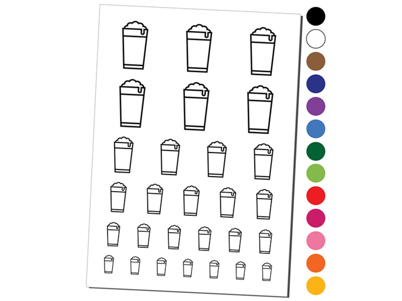 Beer Icon Temporary Tattoo Water Resistant Fake Body Art Set Collection